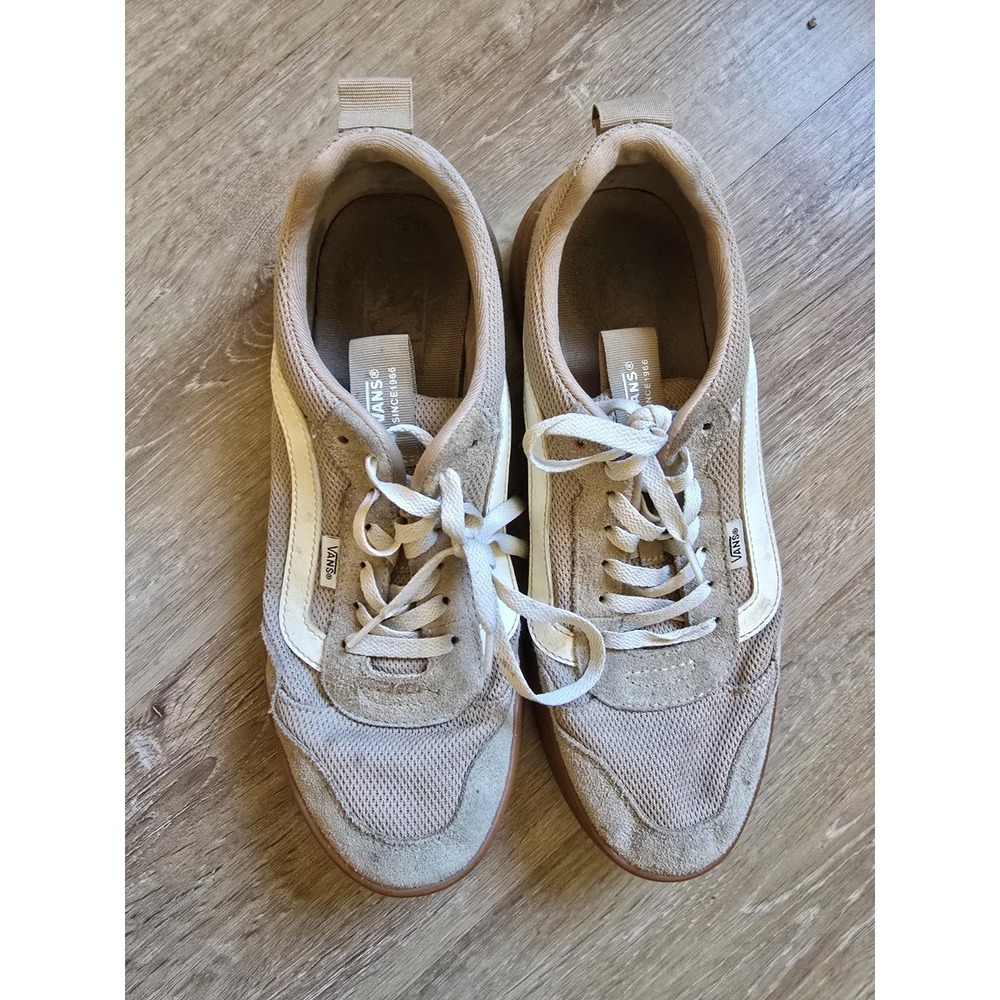 VANS UltraRange Men's 9.5 Beige Tan Suede Mesh Sneakers Low Top Gum Sole